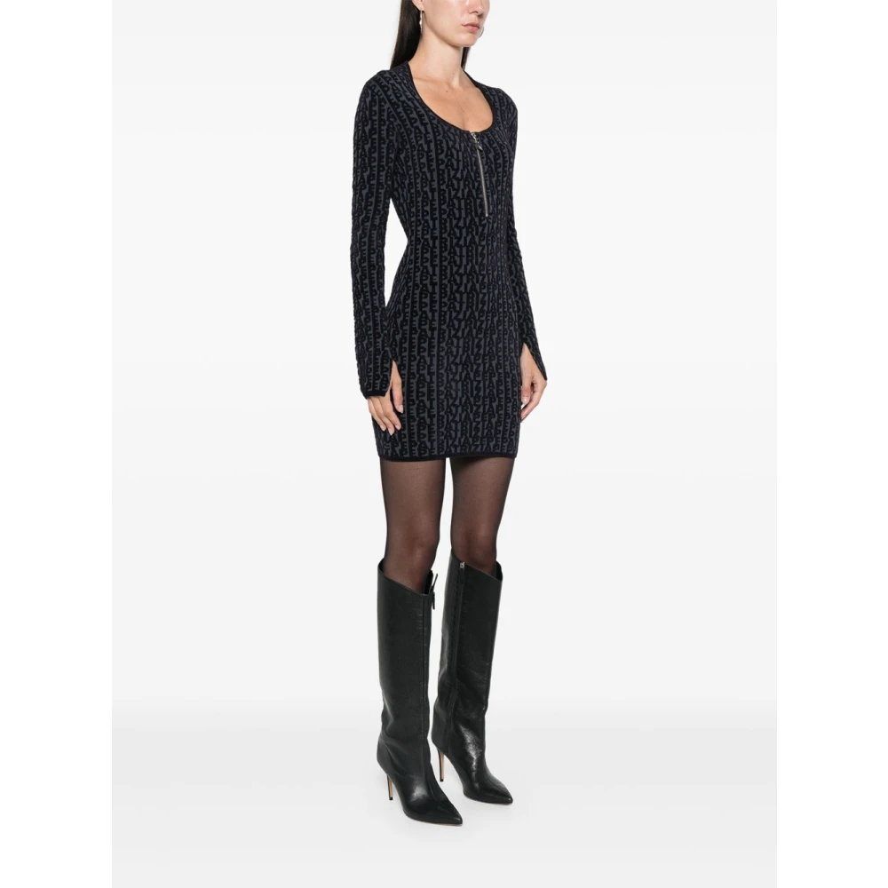 PATRIZIA PEPE Glam Mini Jurk met Monogram Detail Black Dames