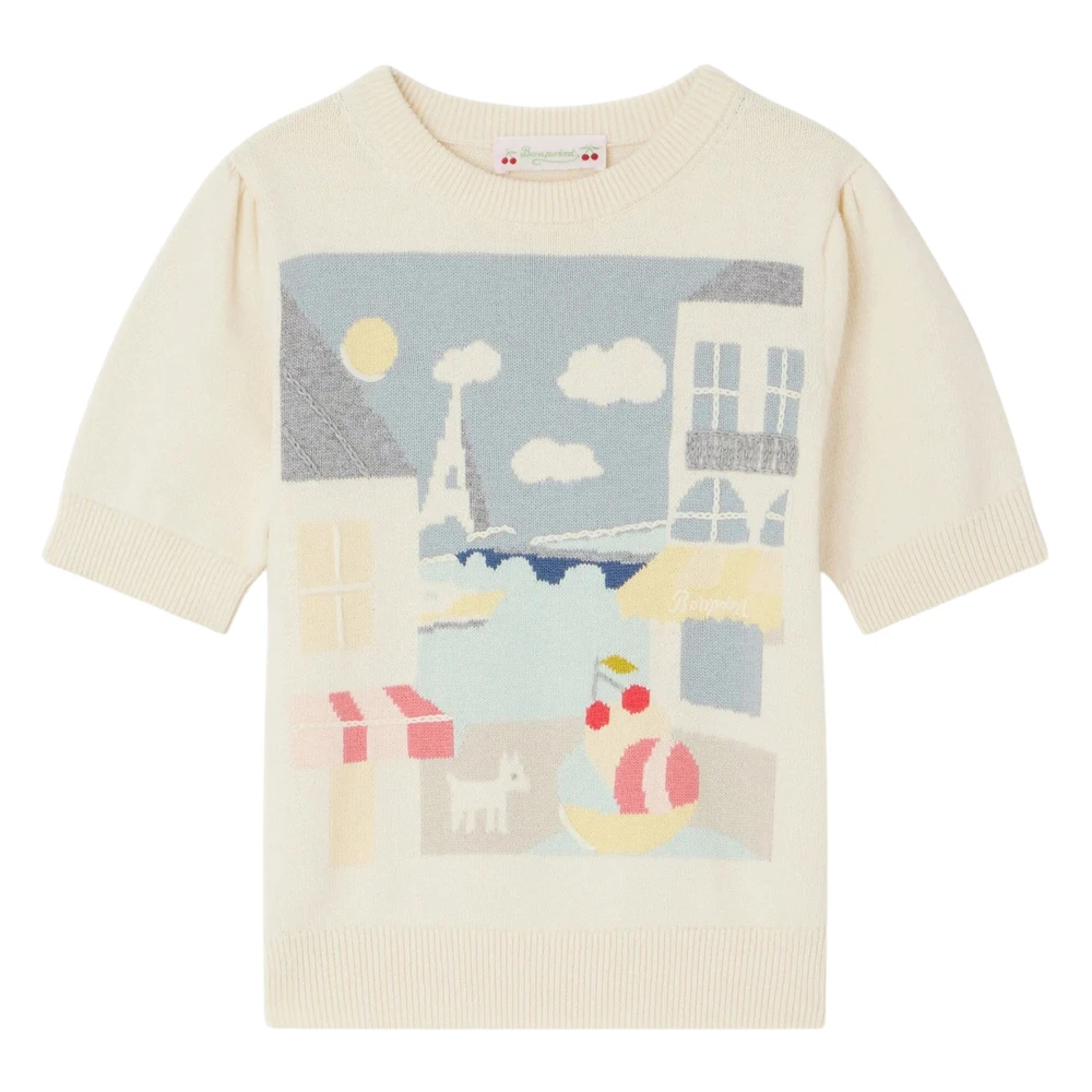 Bonpoint Girls Beige Kids Short Sleeve T-Shirts, 10 Y, Elvira Jumper In Ivory