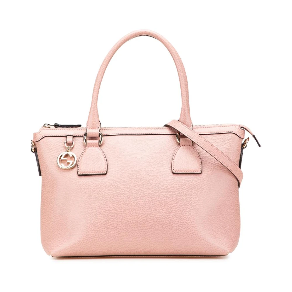 Gucci Vintage Damen Rosa Gebrauchte Elegante Ledertasche Mit Obergriff Und Abnehmbarem Schultergurt
