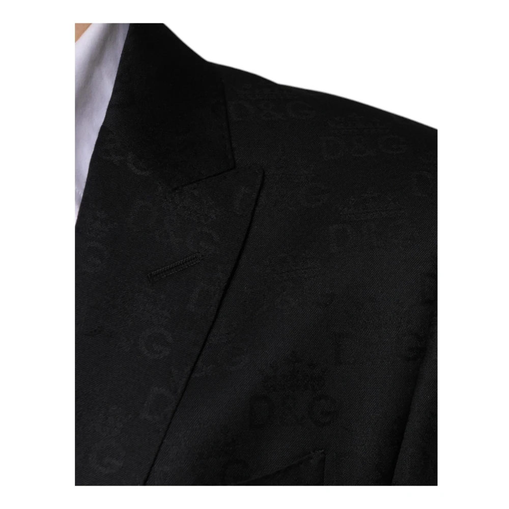 Dolce & Gabbana Zwarte Wol Formele Blazer Slim Fit Black Heren