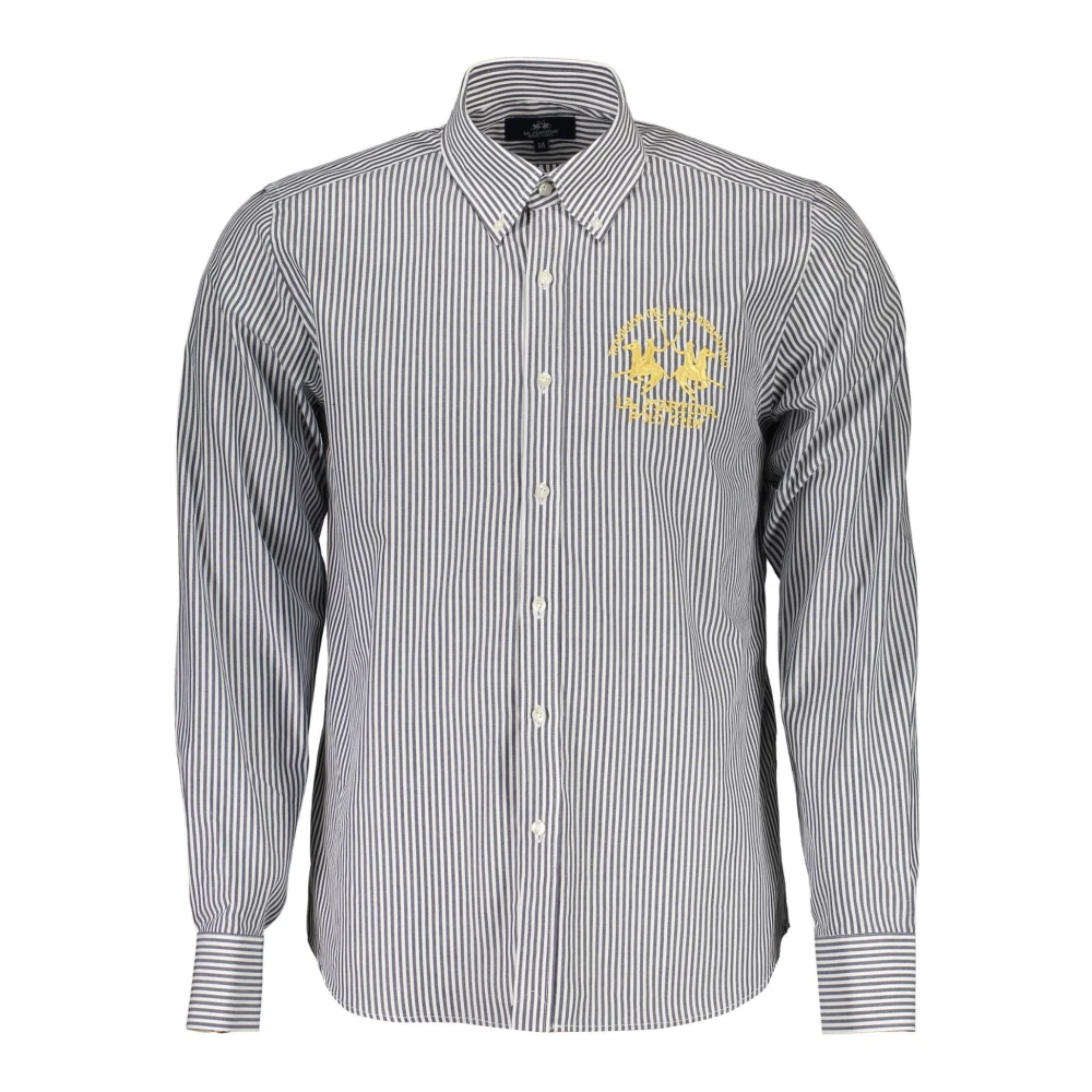La Martina Men's Blue Casual Shirts, M, Long Sleeve Shirt With Button-Down Collar