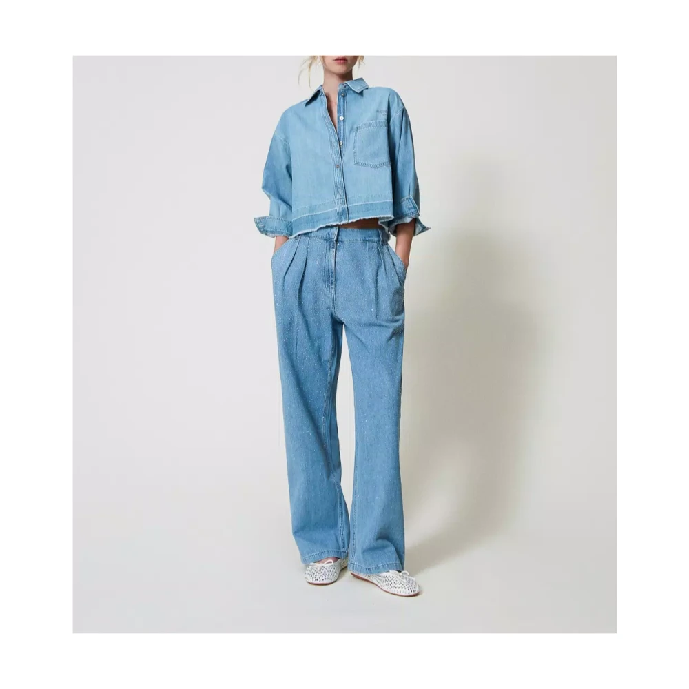 Twinset Denim overhemd met studs Blue Dames