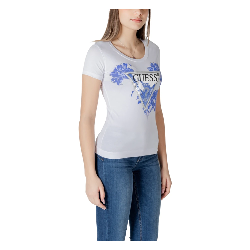 Guess Stijlvol Bedrukt T-shirt voor Vrouwen White Dames