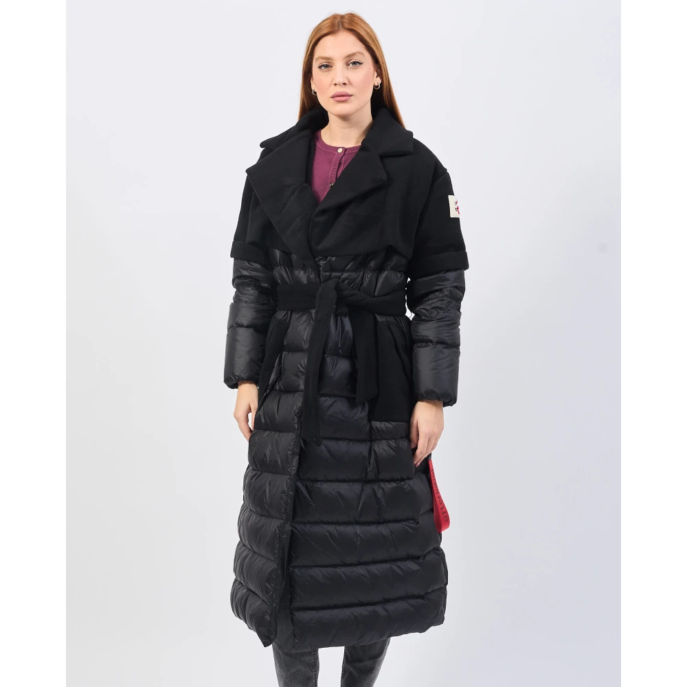 Afterlabel Lang Zwart Gewatteerd Jas Black Dames