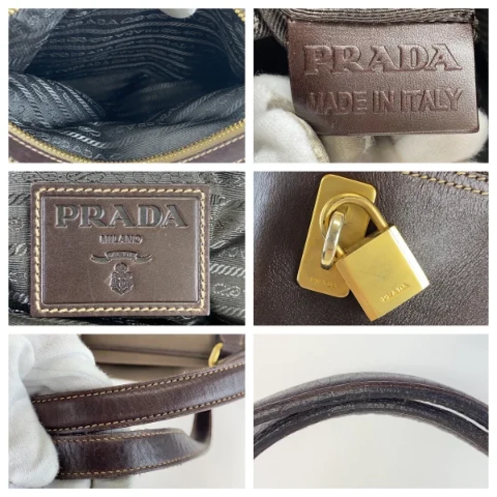 Prada Vintage Pre-owned Canvas prada-bags Brown Dames