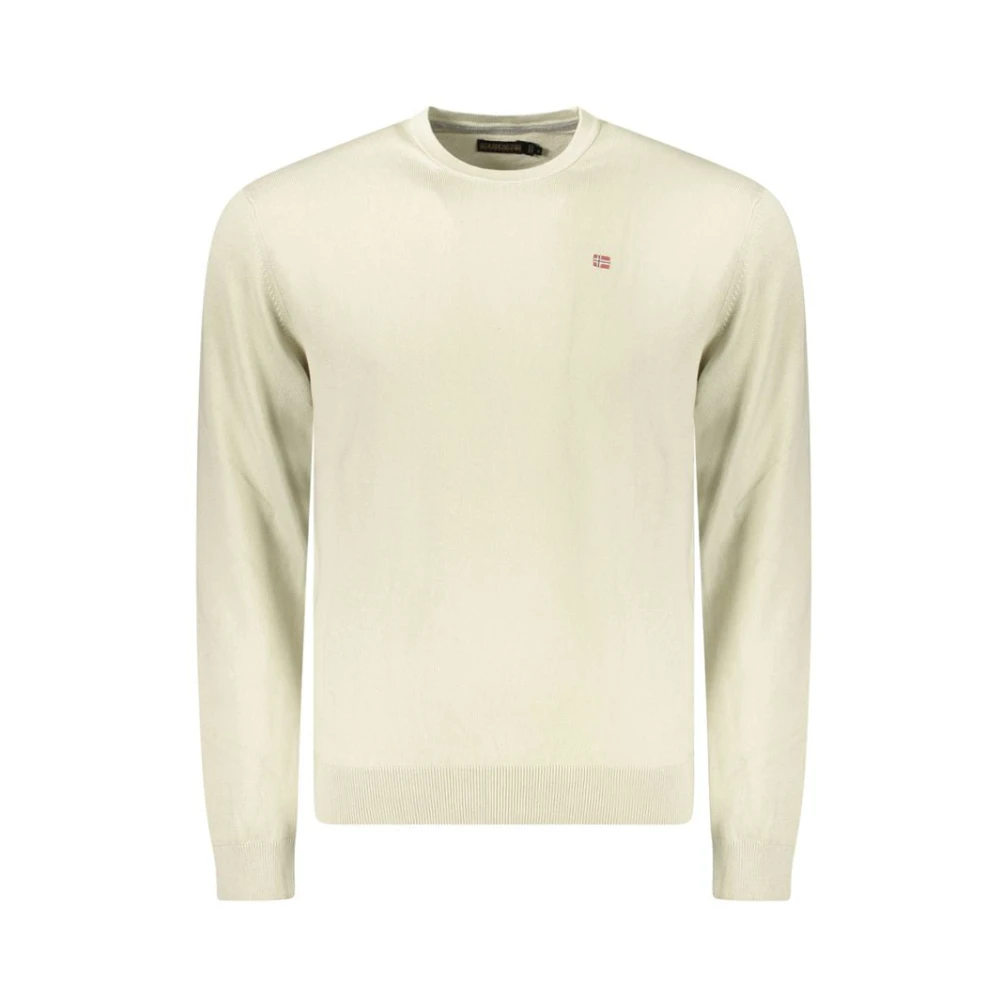 Napapijri Men's Beige Round-Neck Knitwear, 2XL, Cotton Jumper