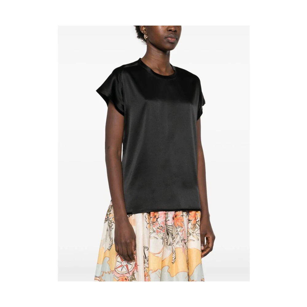 pinko Zwarte Crew Neck Korte Mouwen Sweater Black Dames