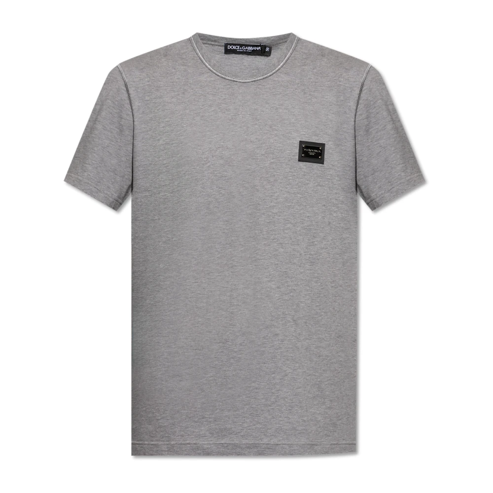 Dolce & Gabbana T-shirt met logo applicatie Gray Heren