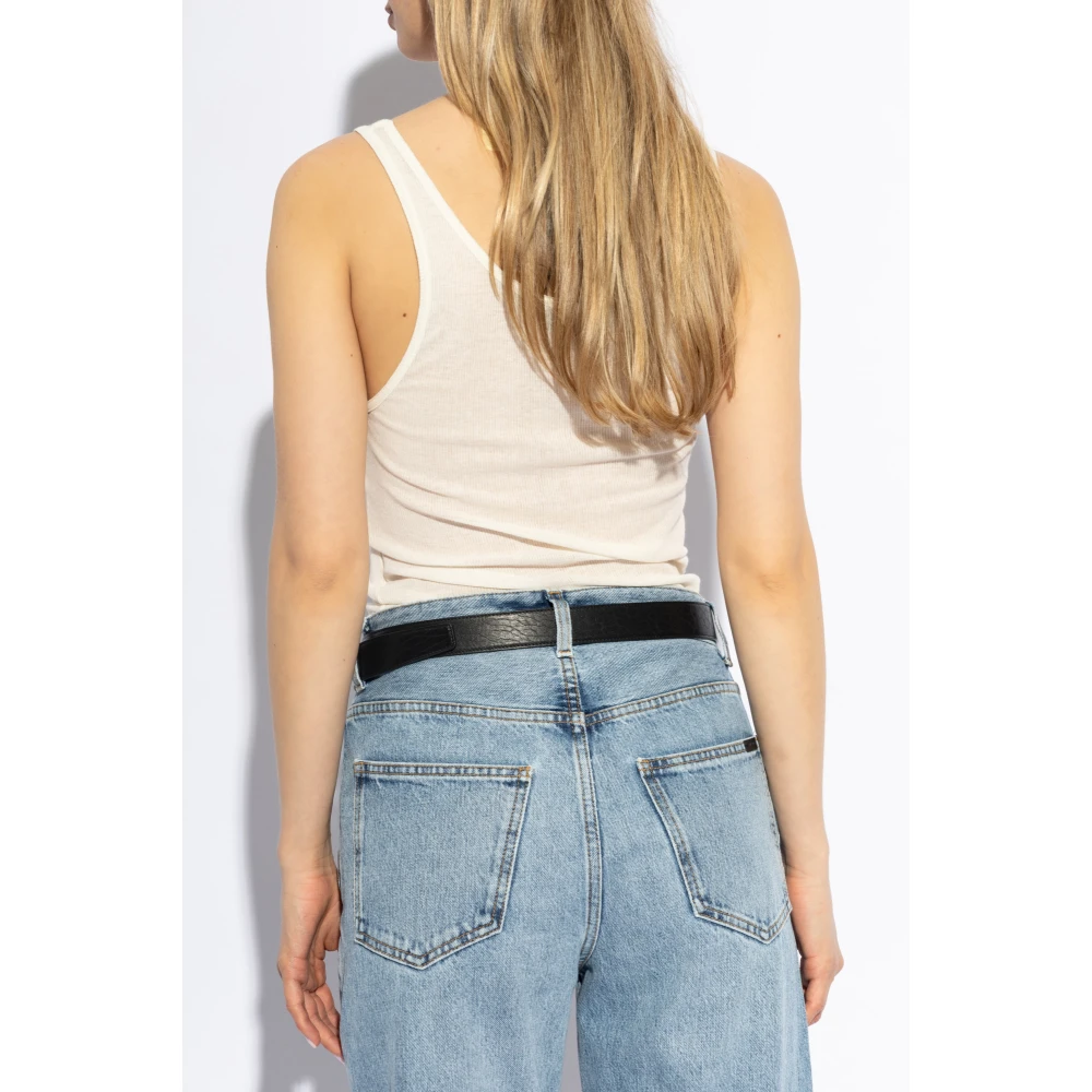 Saint Laurent Ronde Hals Tanktop Beige Dames