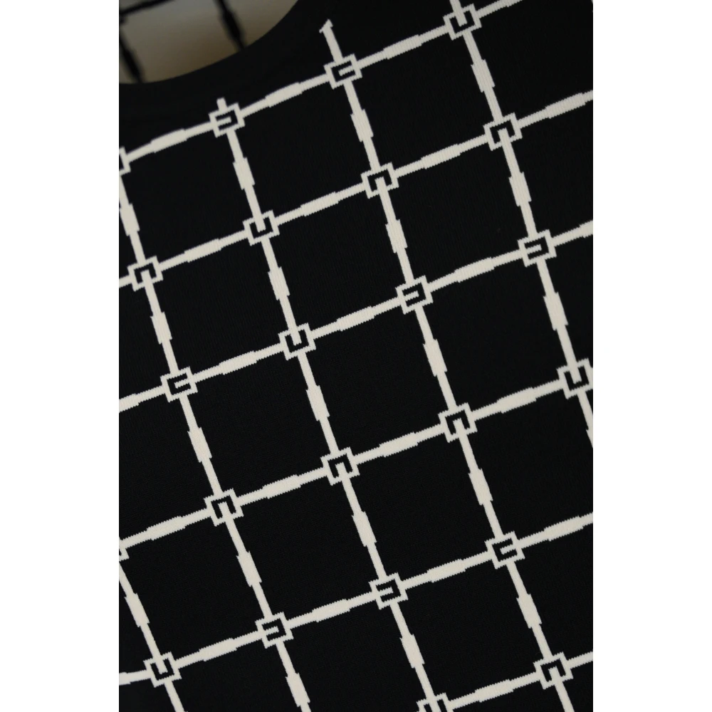 Elisabetta Franchi Geometrische Logo Trui Korte Mouw Black Dames