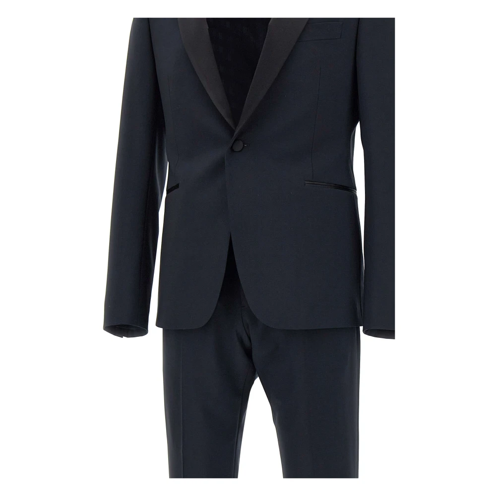 Emporio Armani Single Breasted Suits Blue Heren