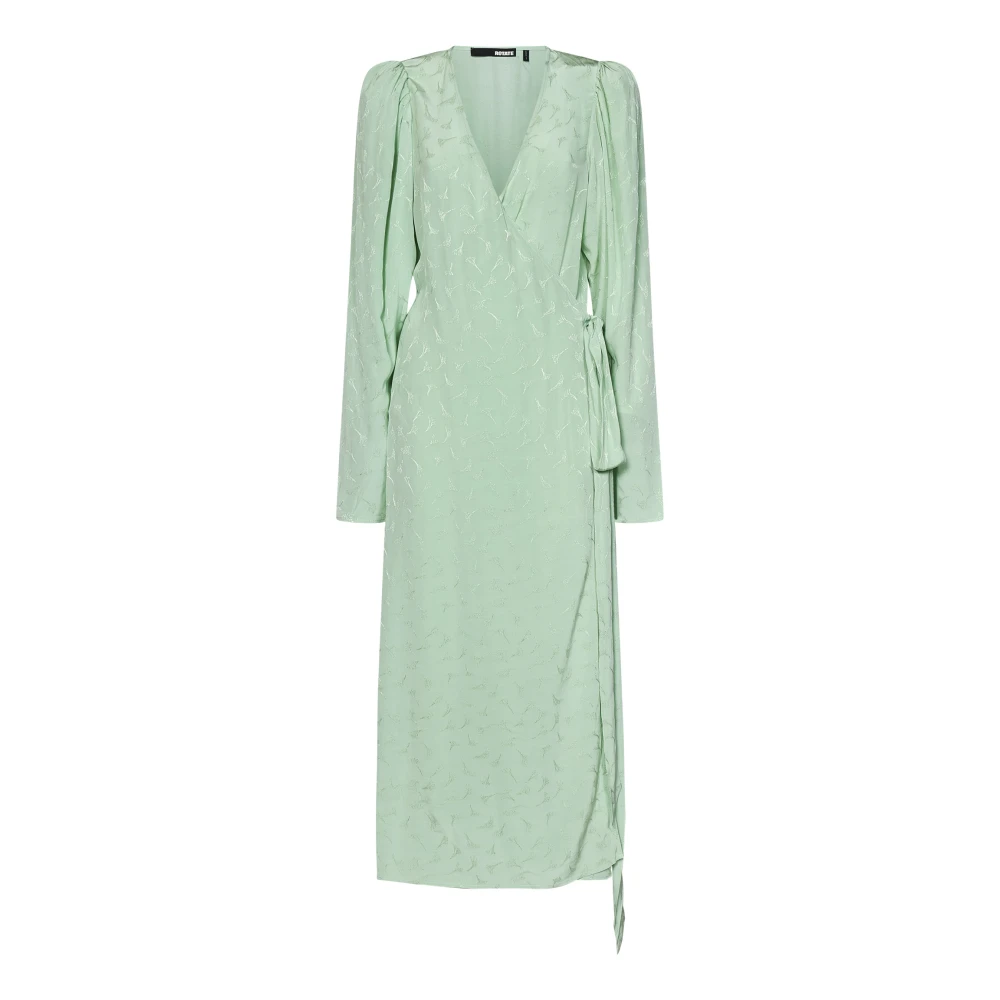 Rotate Birger Christensen Aqua Groene Bloemen Jacquard Wrap Jurk Green Dames
