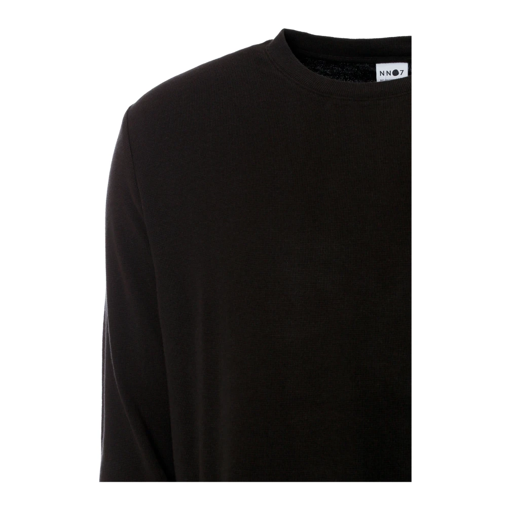 Nn07 Wafel Gebreid Longsleeve Shirt Black Heren