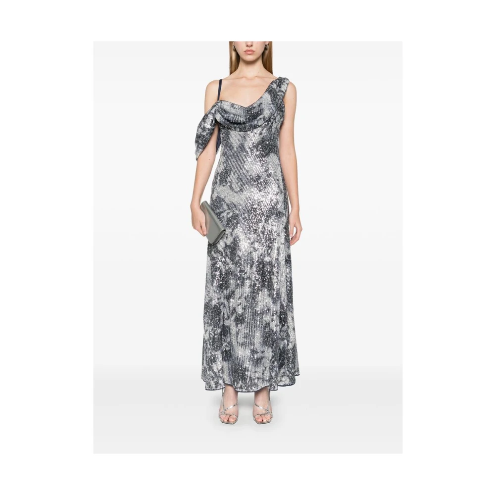 Diane Von Furstenberg Blauwe Pailletten Mesh Maxi Jurk Multicolor Dames