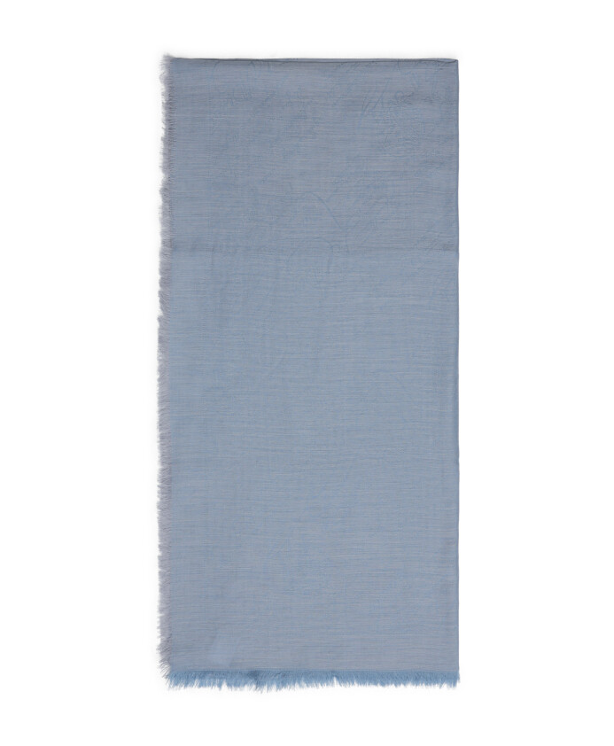 echarpe-bleue-elegant-motif-jacquard-franges