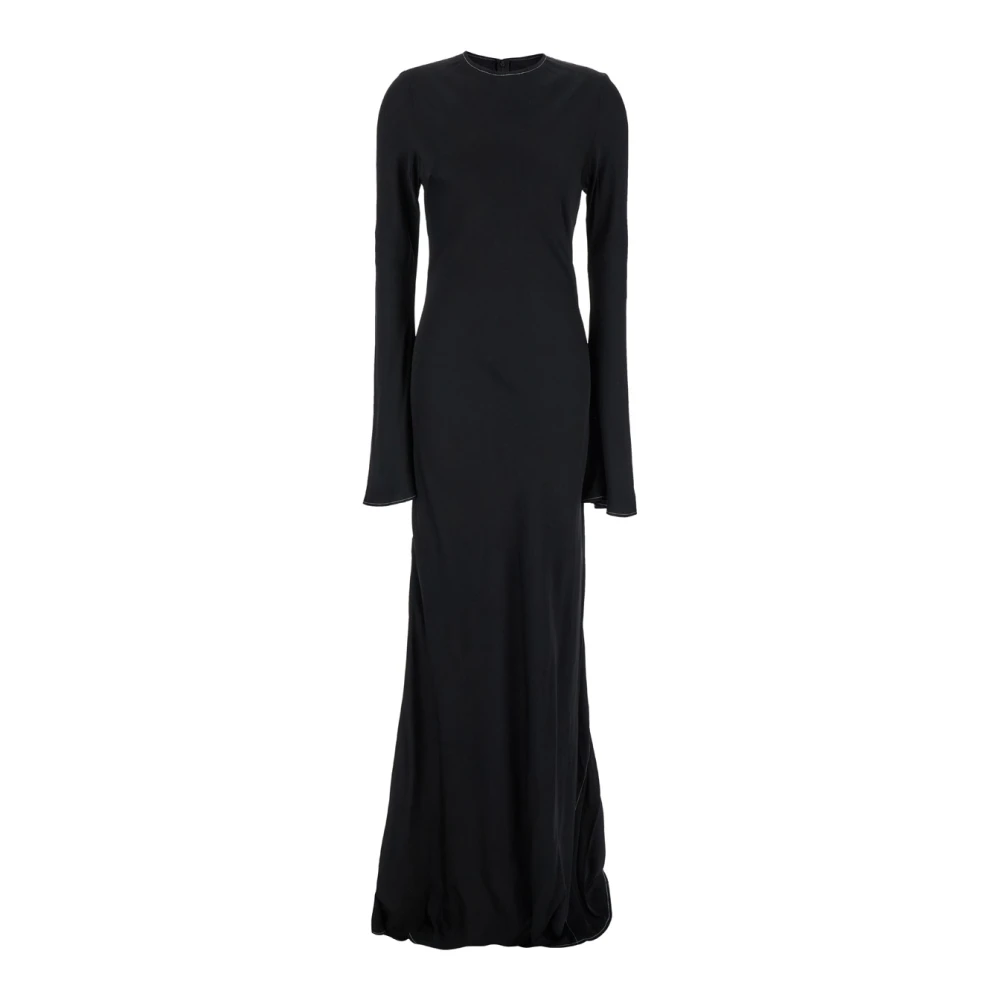 Rotate Birger Christensen Svart Satin Maxi Klänning Black, Dam