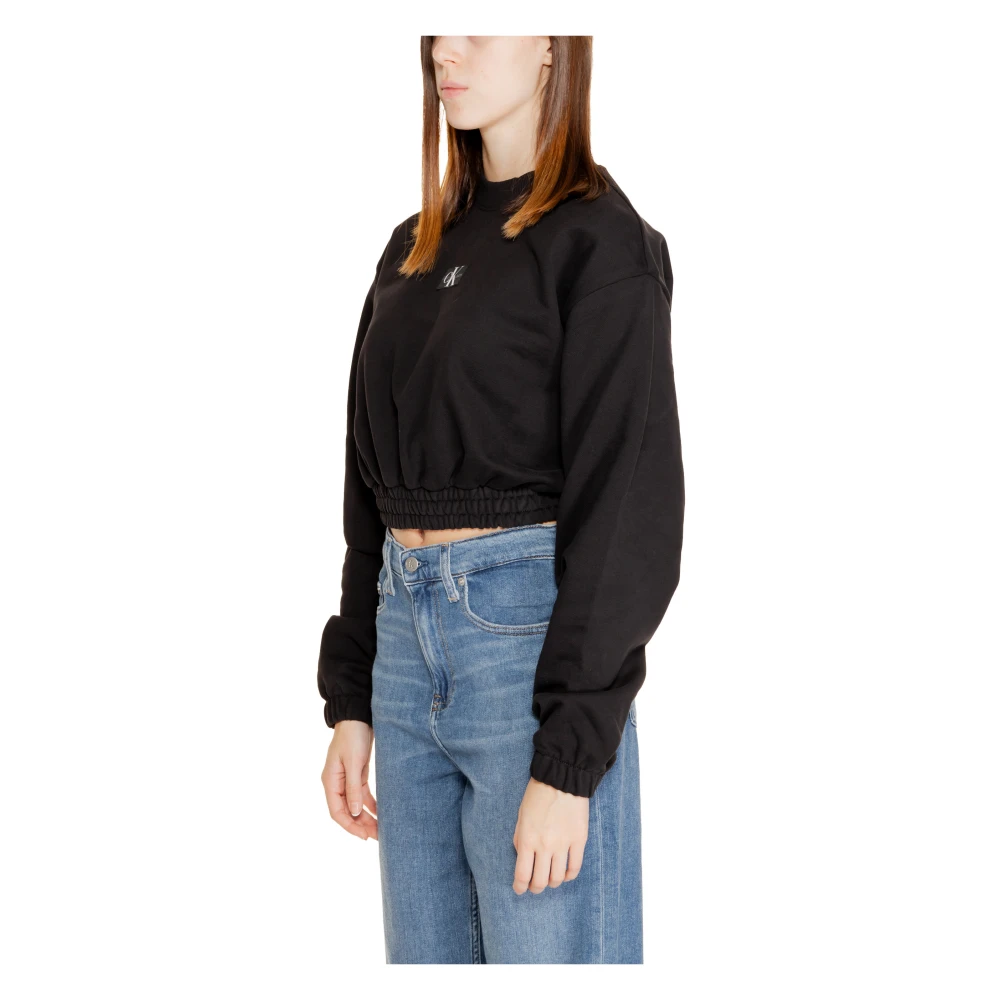 Calvin Klein Zwarte Ronde Hals Sweatshirt Vrouwen Herfst Winter Black Dames