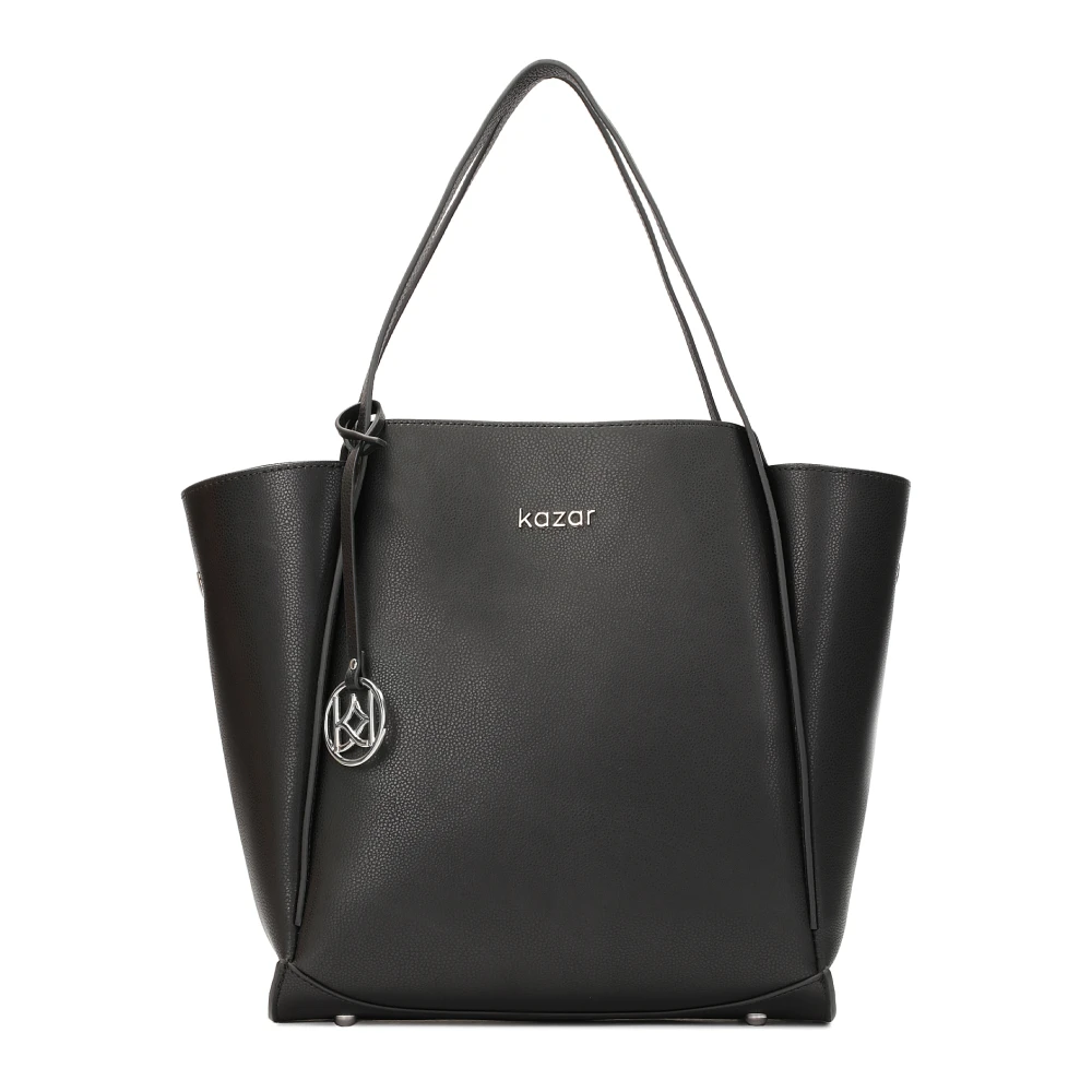 Kazar Comfortabele zwarte leren handtas met ruim interieur Black Dames