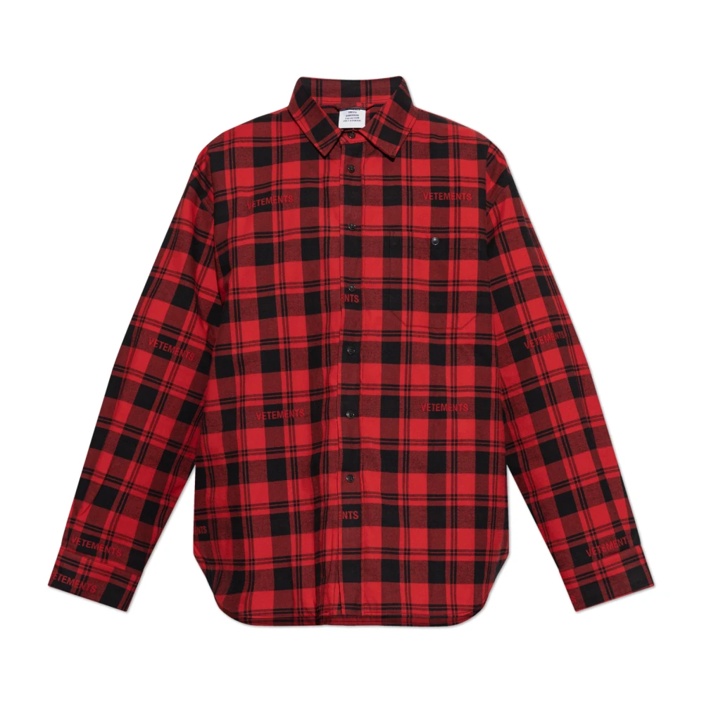 Vetements Gewatteerd shirt met ruitpatroon Red Heren
