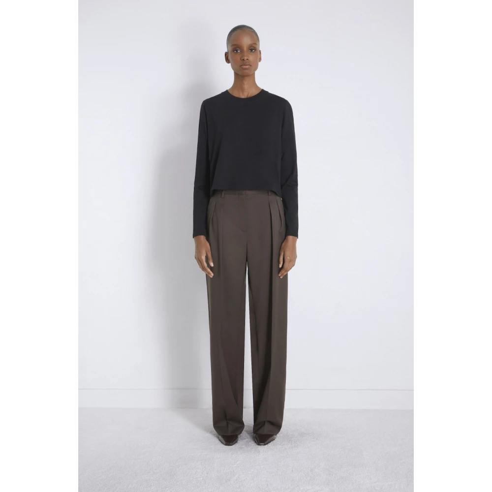 Loulou Studio Bruine wollen Sbiru broek Brown Dames