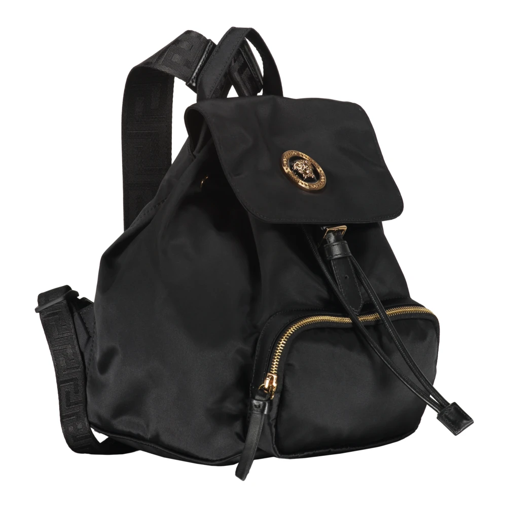 Versace Nylon rugzak met leren details Black Dames