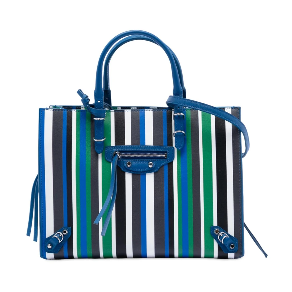 Balenciaga Vintage Women's Pre-Owned Striped Leather Handbag
