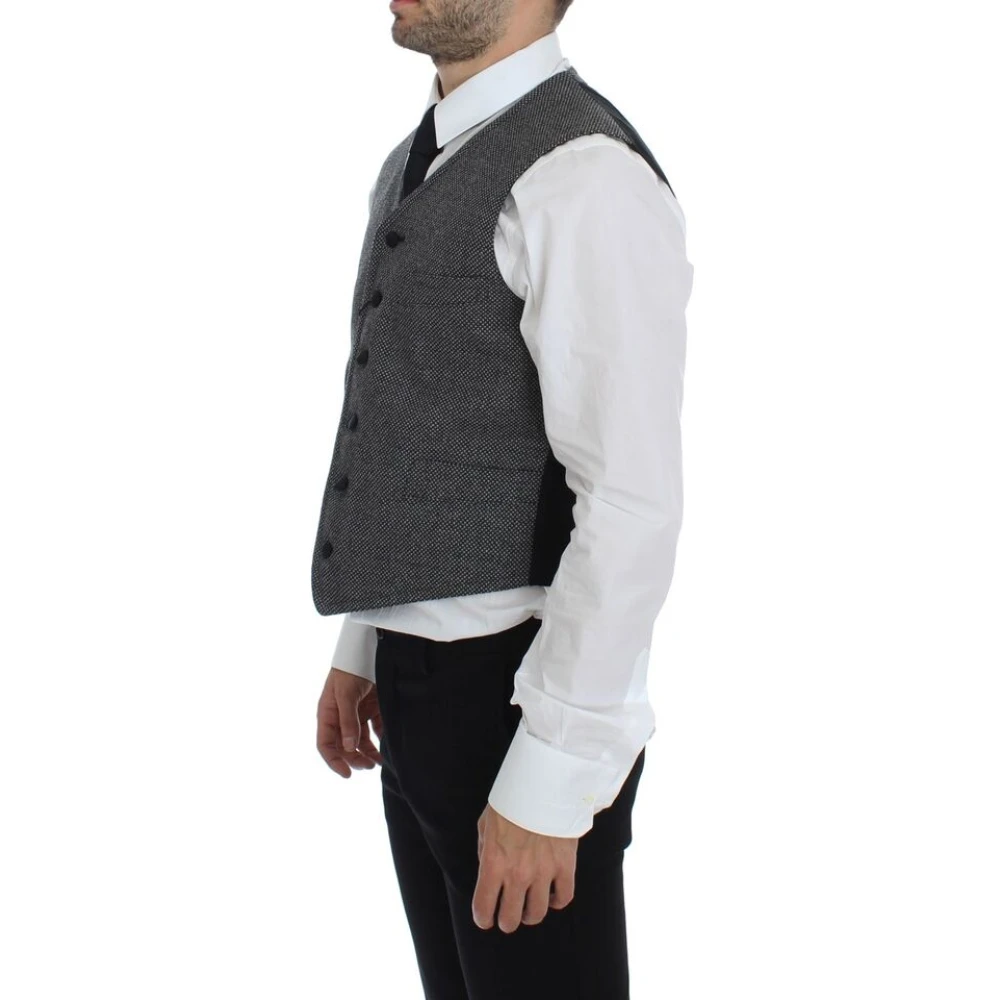Dolce & Gabbana Grijze Single-Breasted Jurk Vest Gray Heren