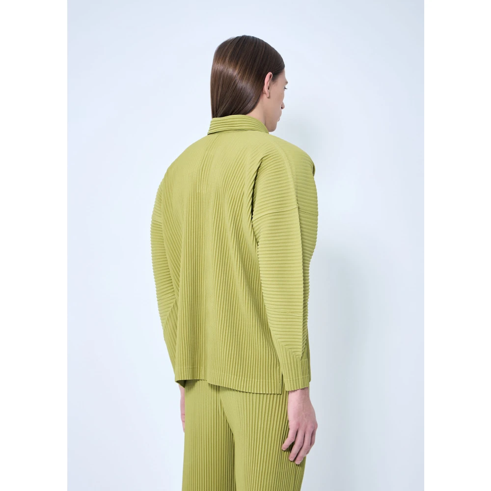 Issey Miyake Geplooide Overhemd met Lange Mouwen Green Heren
