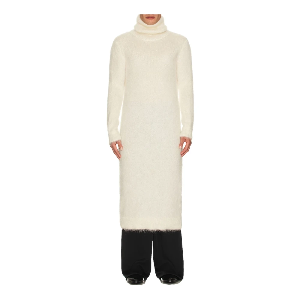 Saint Laurent Extra Lange Mohair Trui Beige Dames