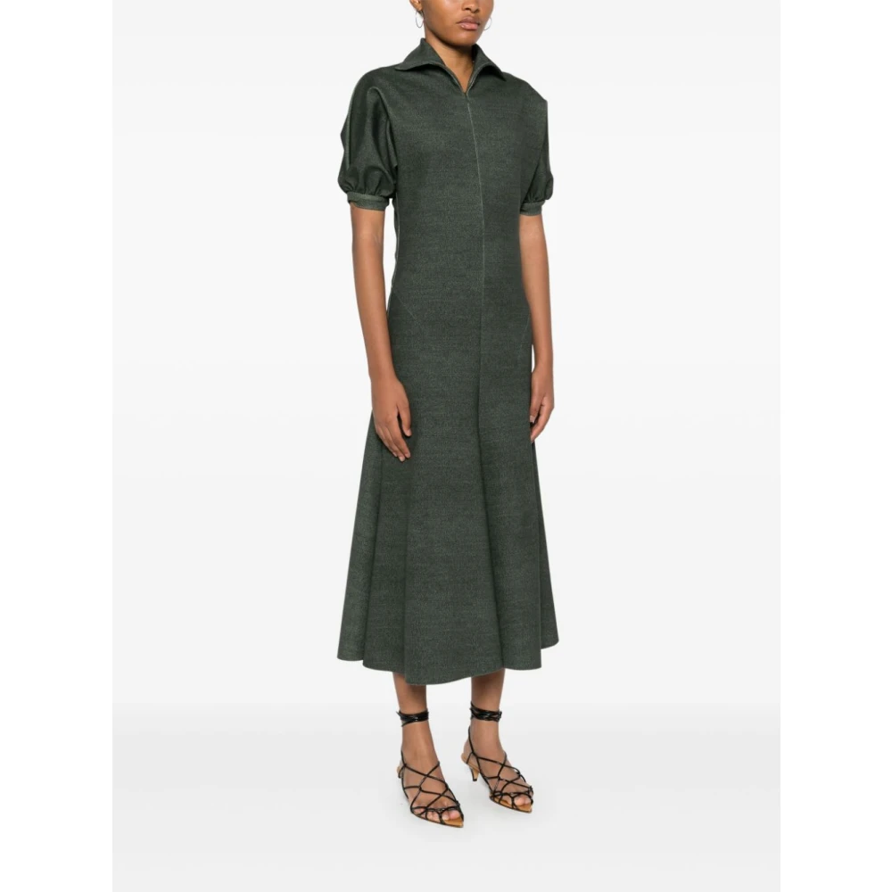 Philosophy di Lorenzo Serafini Groene Abstracte Print Midi Jurk Green Dames