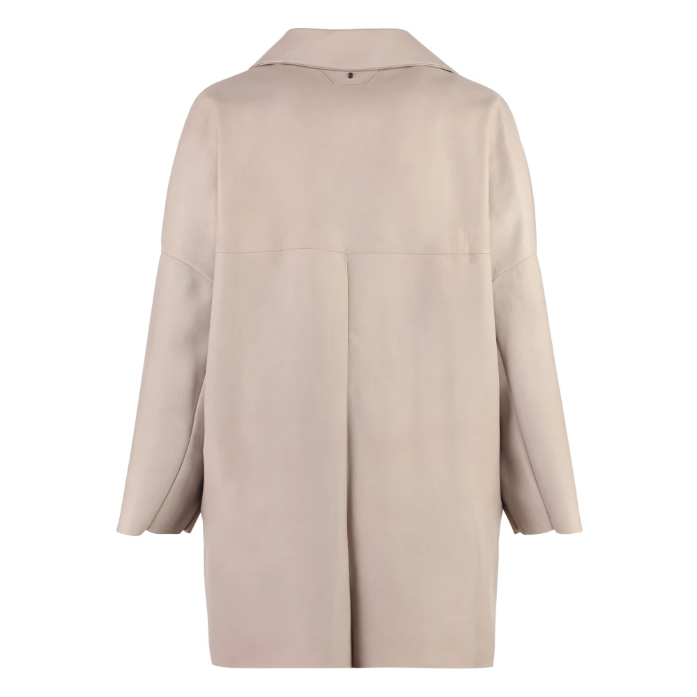 Salvatore Santoro Lapel Kraag Leren Jas Beige Dames