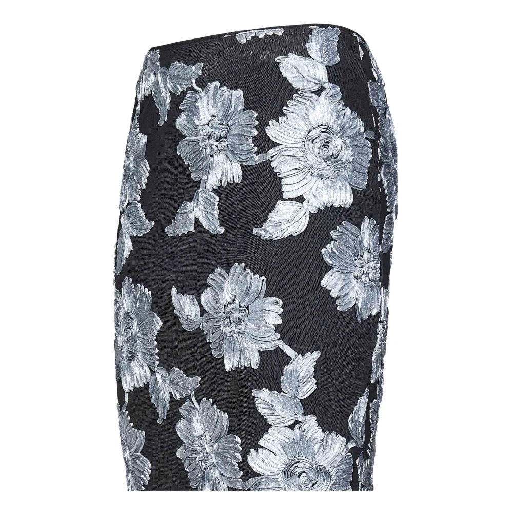 Rotate Birger Christensen Grijze 3D Bloem Geborduurde Rok Multicolor Dames