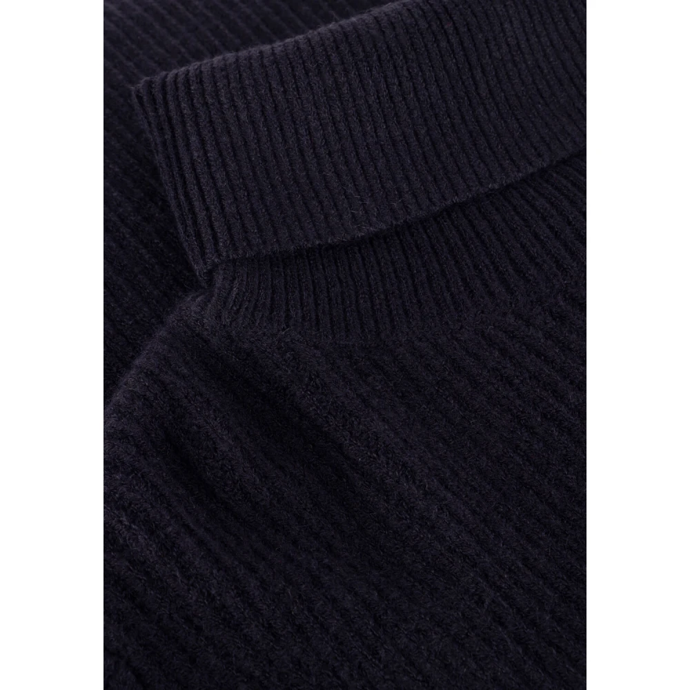 Co'Couture Blauwe Rib Rollneck Trui Blue Dames