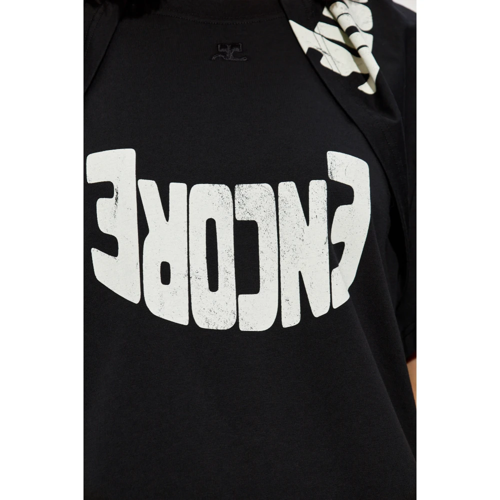 Courrèges Bedrukt T-shirt Black Dames