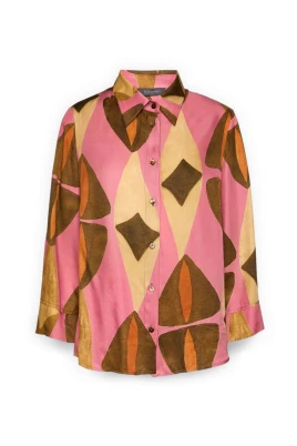 Oversized viskoskjorta med tryck