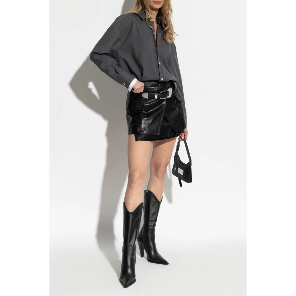 IRO Leren rok Yori Black Dames