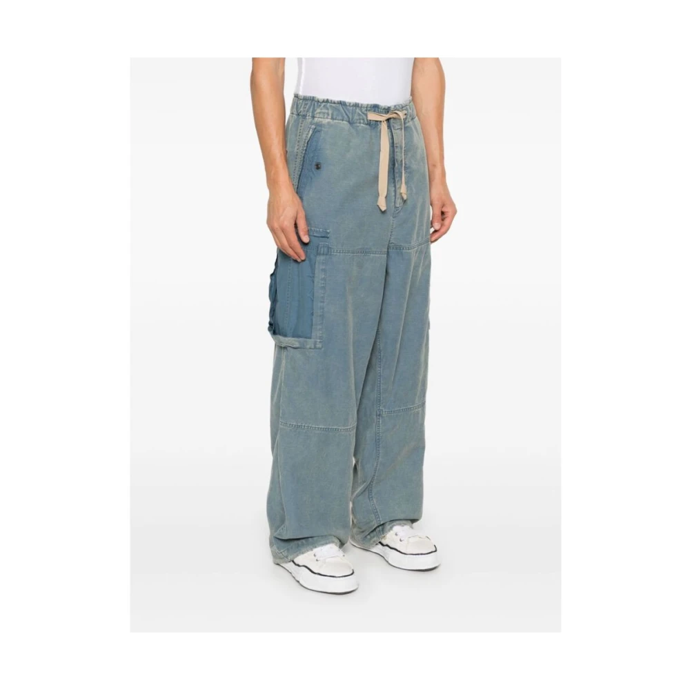 Mihara Yasuhiro Blauwe Katoenen Patchwork Trekkoord Broek Blue Heren