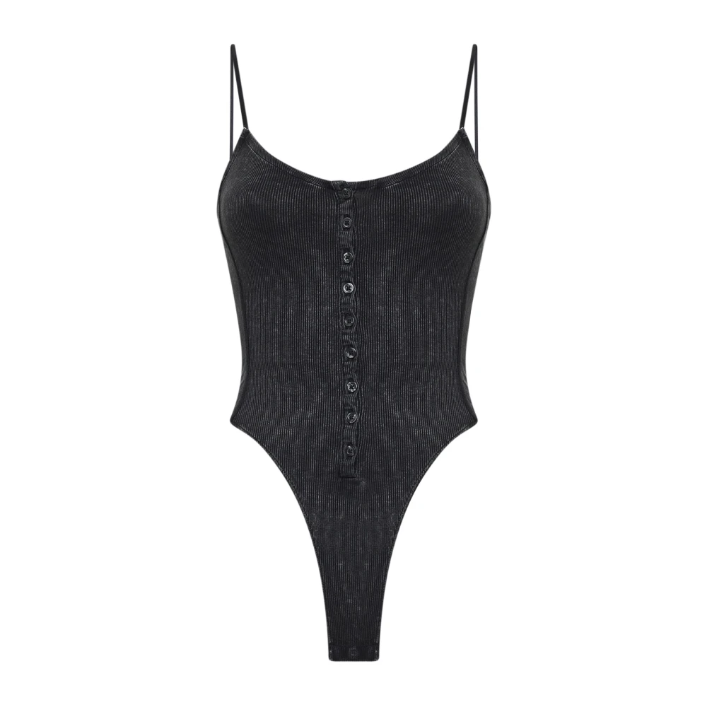 Diesel Vrouw Zwart Tops Dames, L, Leer, T-Eley Body