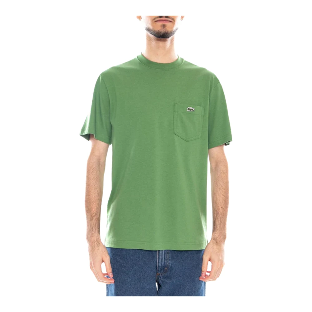 Lacoste Hombre Verde - Camiseta De Algodón Con Bolsillo En El Pecho - Tops - L