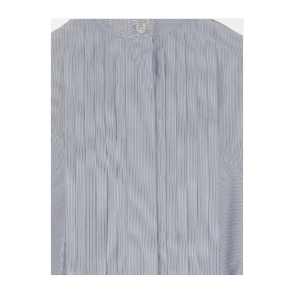 Jil Sander Katoenen Mandarin Kraag Jurk met Zakken Blue Dames