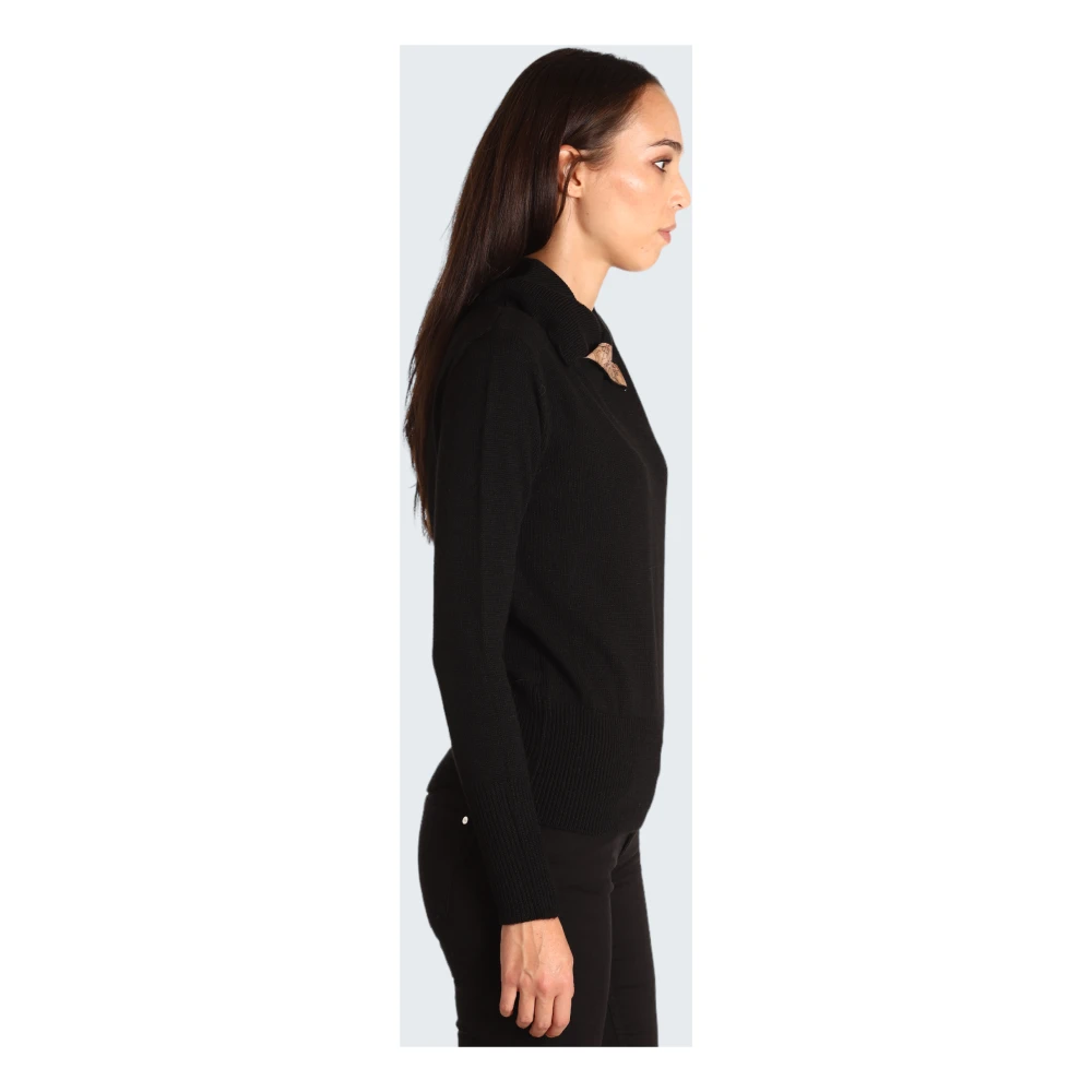 Alviero Martini 1a Classe Asymmetrische Zeilkraagtrui Zwart Black Dames