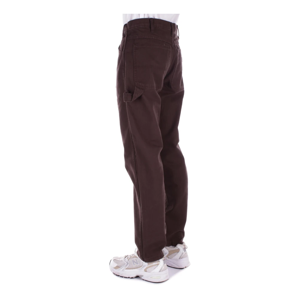 Dickies Logo Achter Broek Knoop Rits Zakken Brown Heren