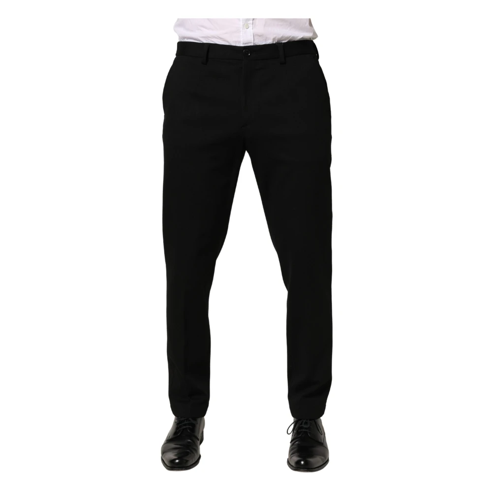 Dolce & Gabbana Men's Black Suit Trousers, L, Wool Dress Trousers
