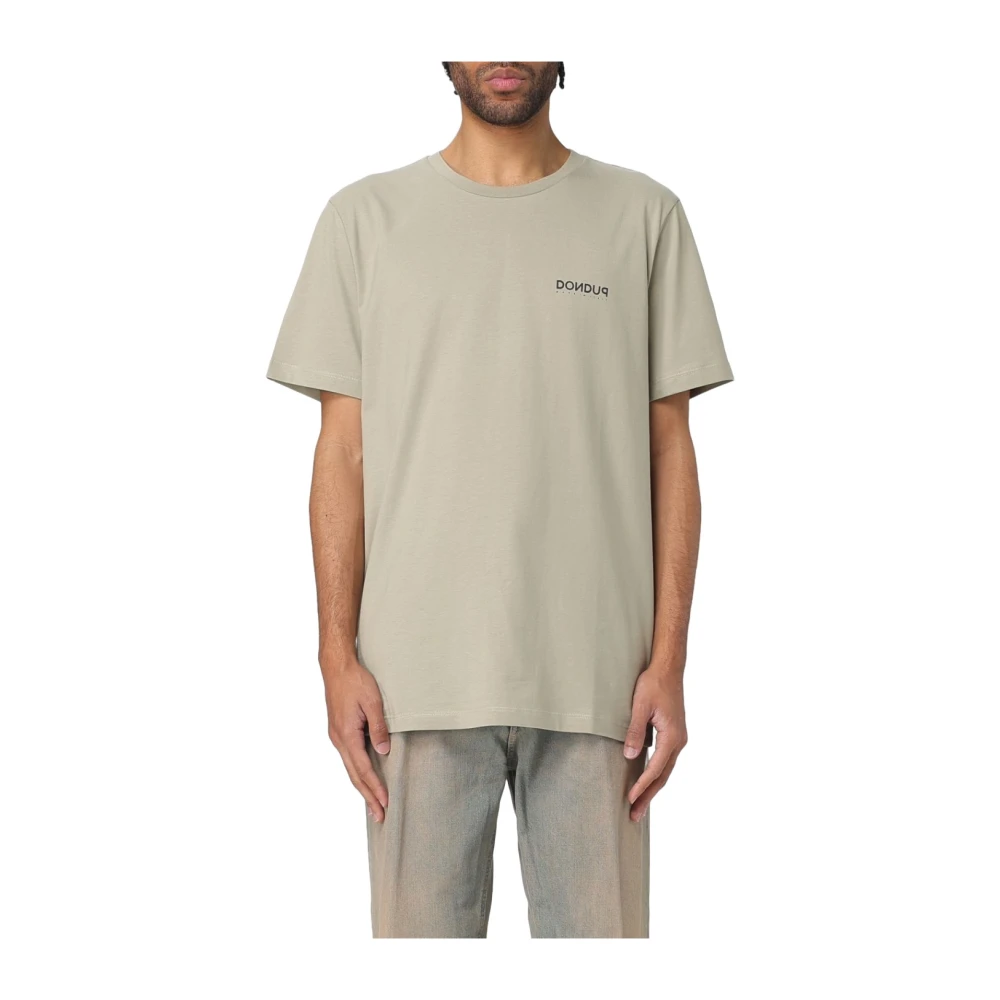 Dondup Katoenen Jersey T-shirt met Borstprint Green Heren