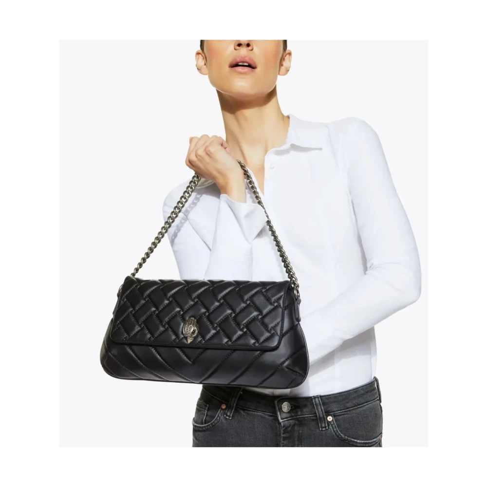 Kurt Geiger Leren Schoudertas Lang Model Black Dames