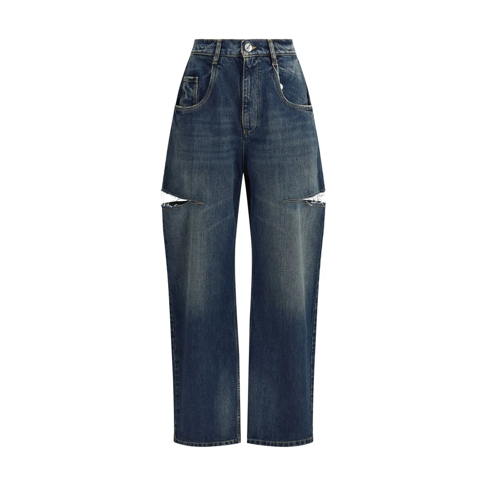 Maison Margiela Women's Blue Cut-Out Denim Jeans Aw25 Oversize - Loose Fit Jeans - Xs - Jeans