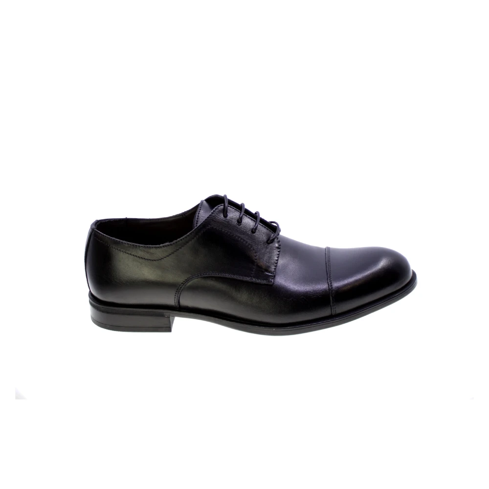 Exton Svarta läder Oxford skor Black, Herr