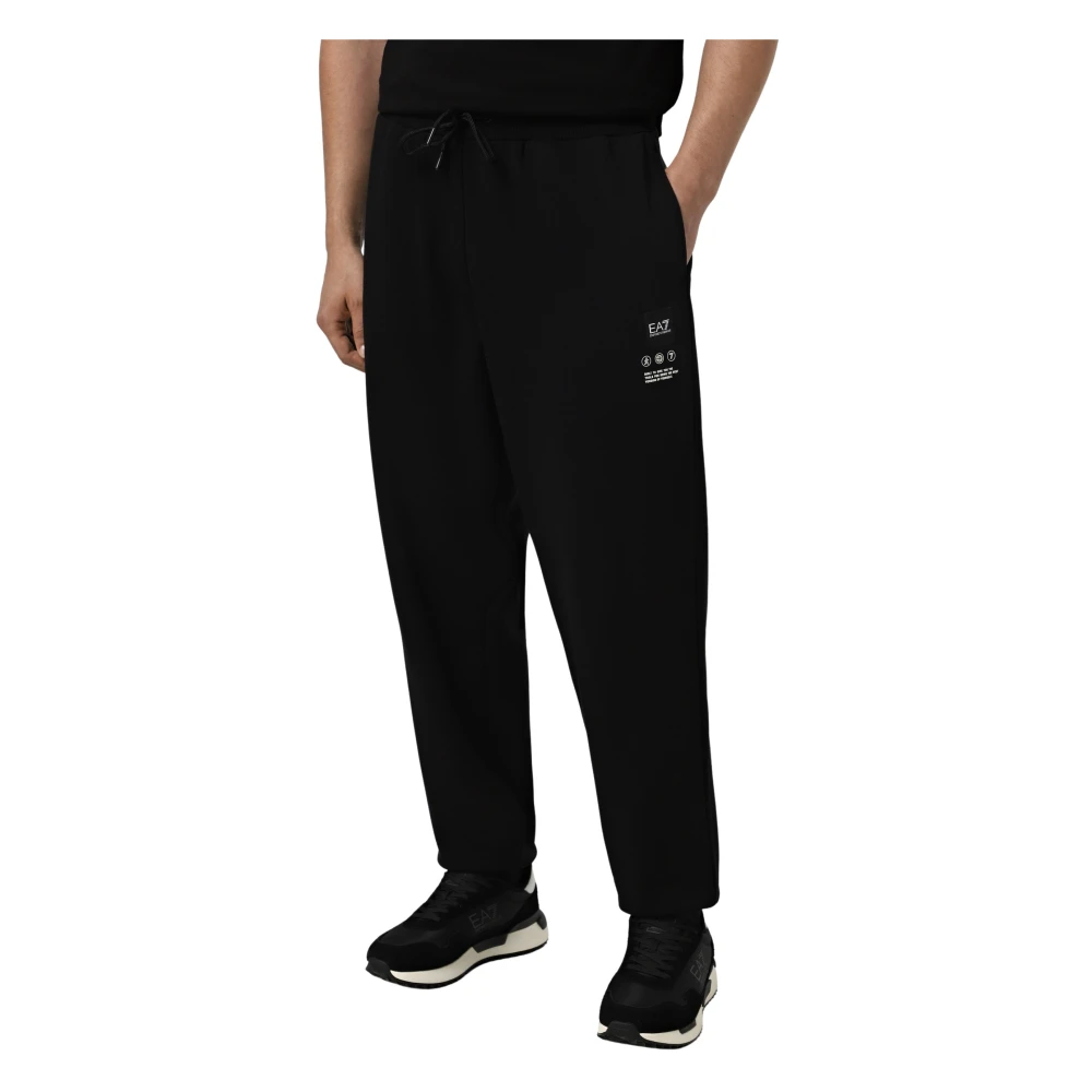 Emporio Armani Ea7 Herr Svart Byxor S, Bomull, Logo Series Joggers