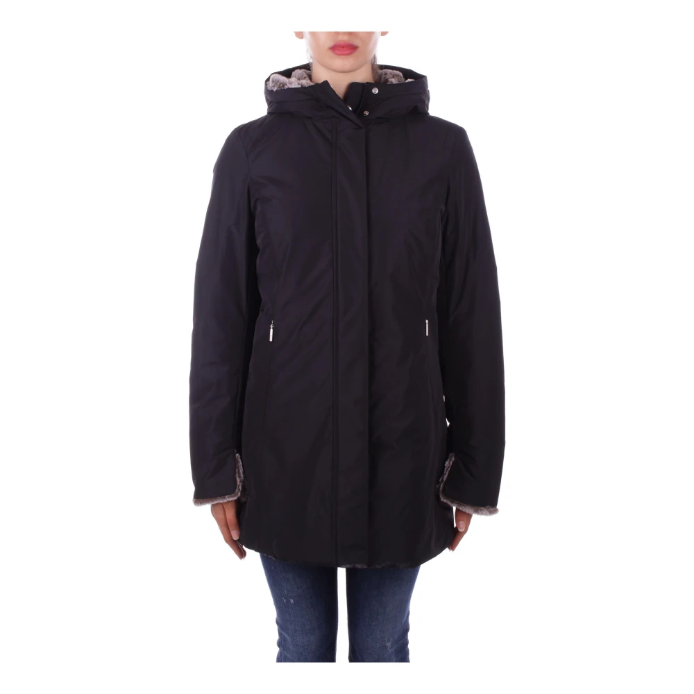 Suns Zwarte Hoodie met Rits en Knopen Black Dames