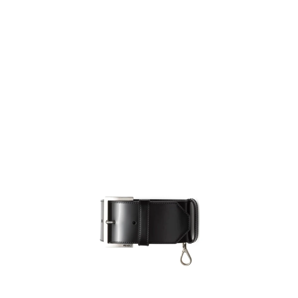 Prada Leren Polsband Kreeftklauwsluiting Black Dames